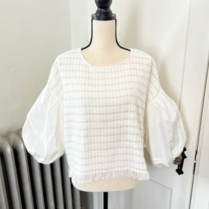 Fate white white and gold balloon sleeve top